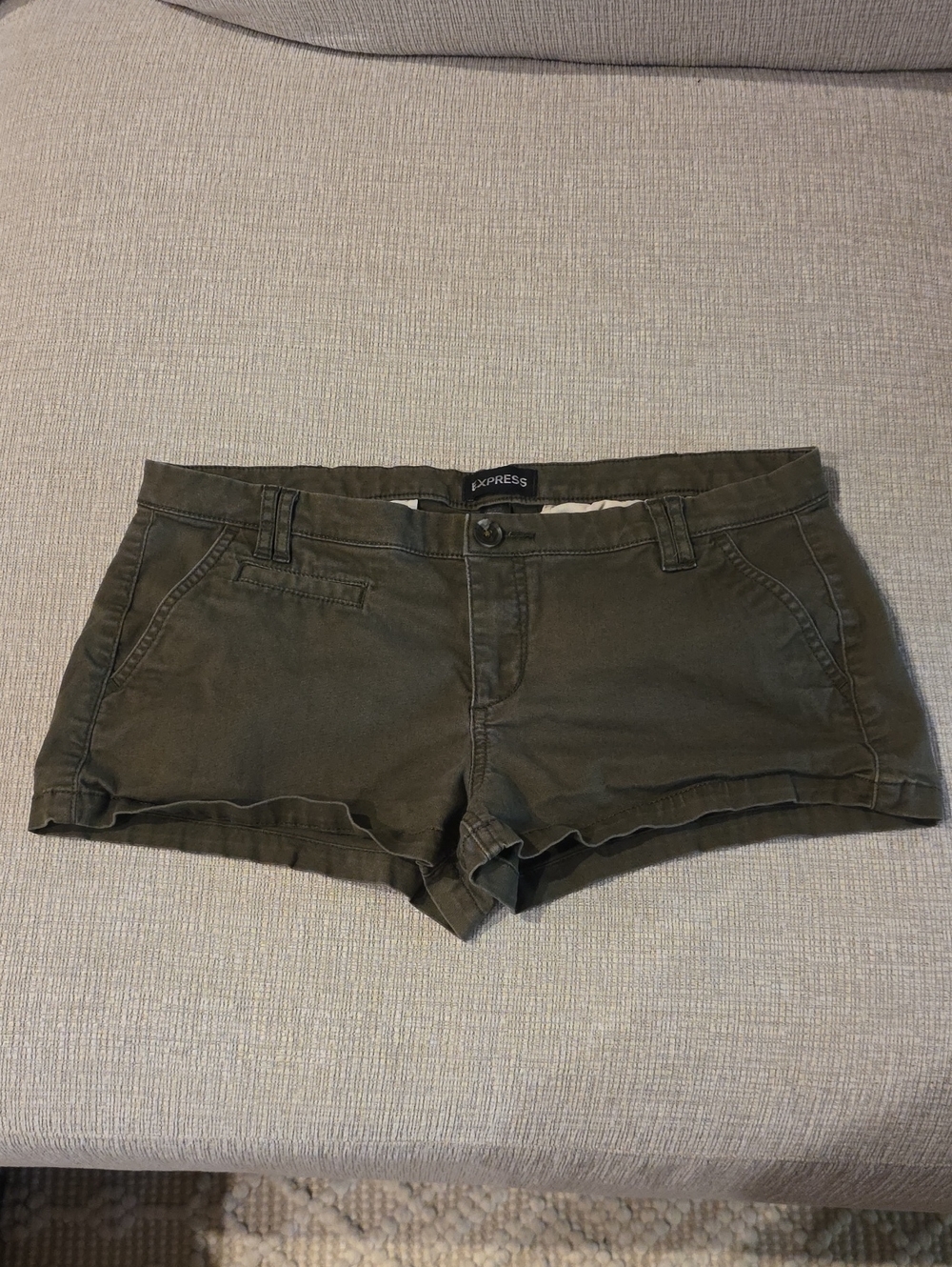 Express Women's Olive Low-Rise Cotton Jean Shorts